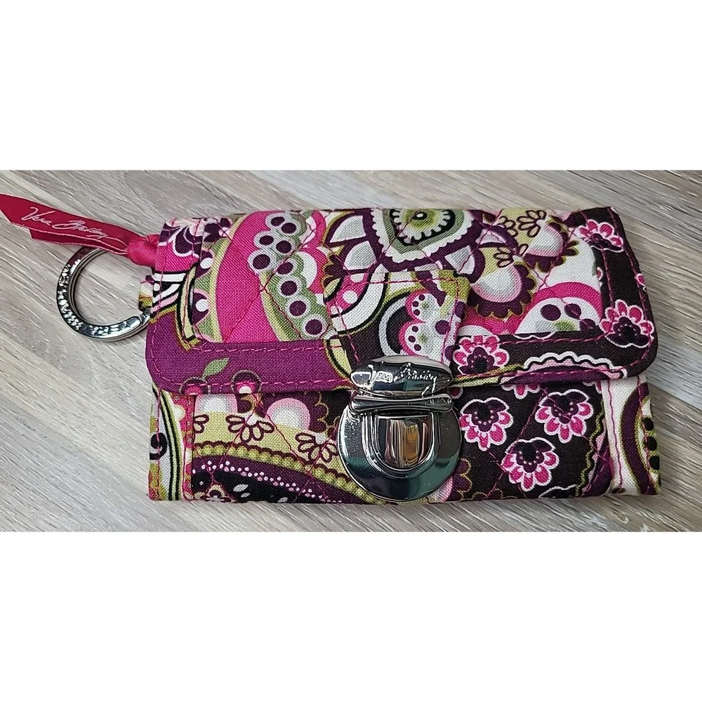 Vera Bradley Very Berry‎ ID Wallet Pink Paisley Quick Swipe Card Holder New